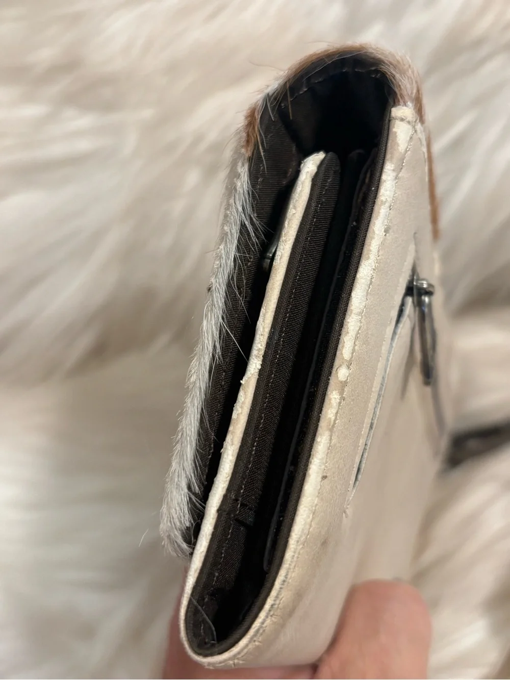 Trinity Ranch Hair On Western Wallet Wristlet Studded Fur Preloved